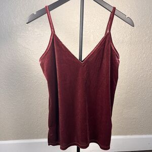 Old Navy Tank Top Womens XS Burgundy Camisole Strappy Velvet Velour Party Goth